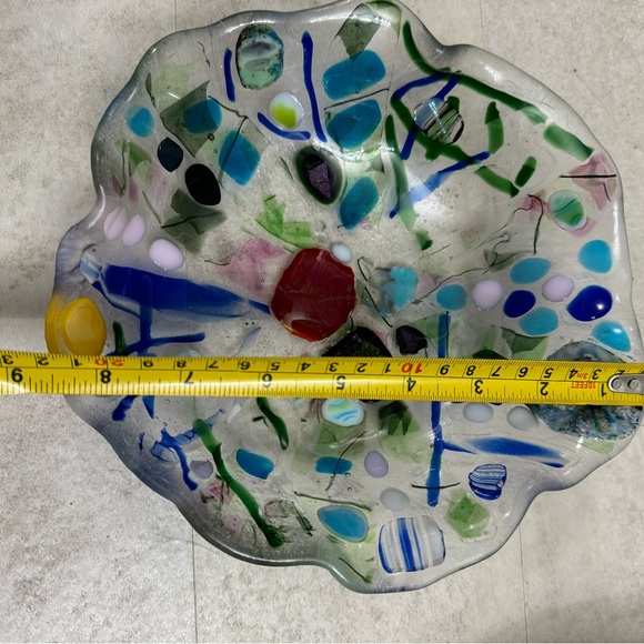 Fused, glass art glass bowl, decorative piece - Picture 9 of 14